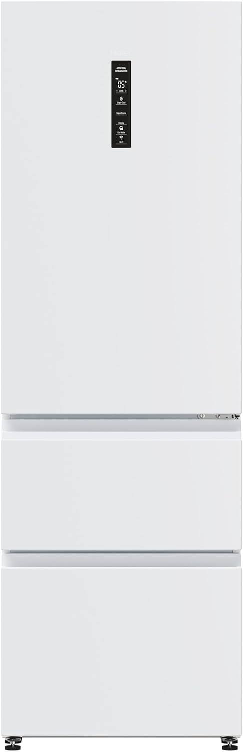 Haier 3D 60 Series 5 HTW5618ENPW - Frigorífico Combi, WIFI, Botellero, Funciones Inteligentes, 360L, My Zone, Cajón Humidity Zone, Total No Frost, Ancho 60cm, Motor Inverter, Luz LED, Blanco